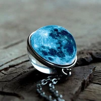 new glowing glass pendants universe necklace for women men luminous in dark fashion galaxy moon necklaces pendants jewelry