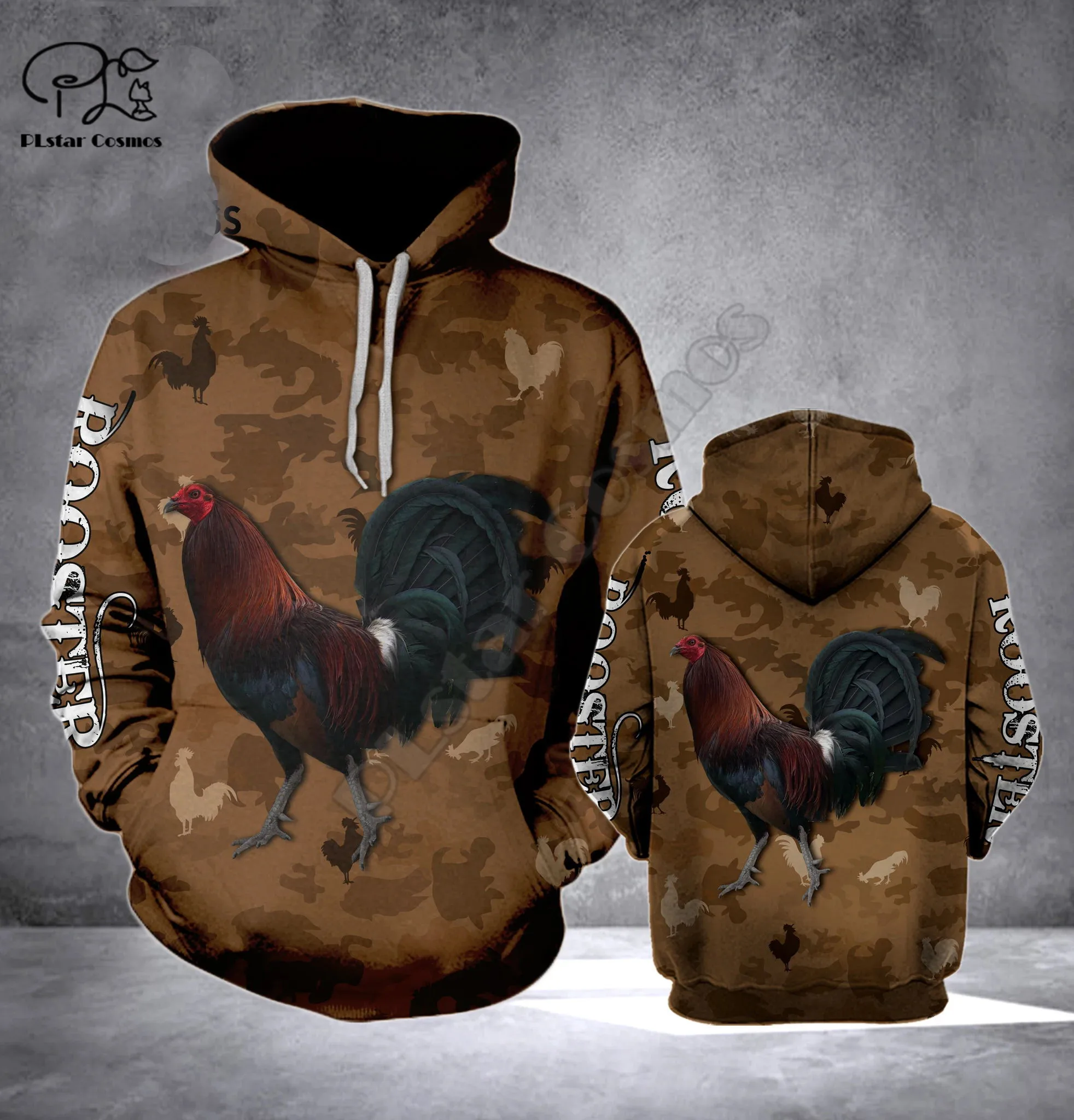 Horoz kamuflaj 3D baskılı erkekler Hoodie Harajuku moda kapüşonlu Sweatshirt sonbahar Unisex ceket kazak drop shipping