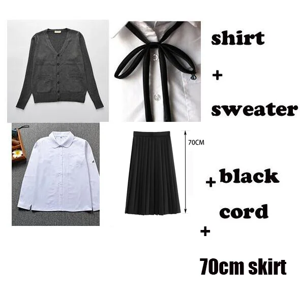 70cm skirt set Плиссированная юбка на рост 60-80 см школьная форма с длинными рукавами одежда для студентов класс японская Униформа JK рубашка Длинная юбка пальто три/комплект JK005 - Цвет: 70cm skirt set