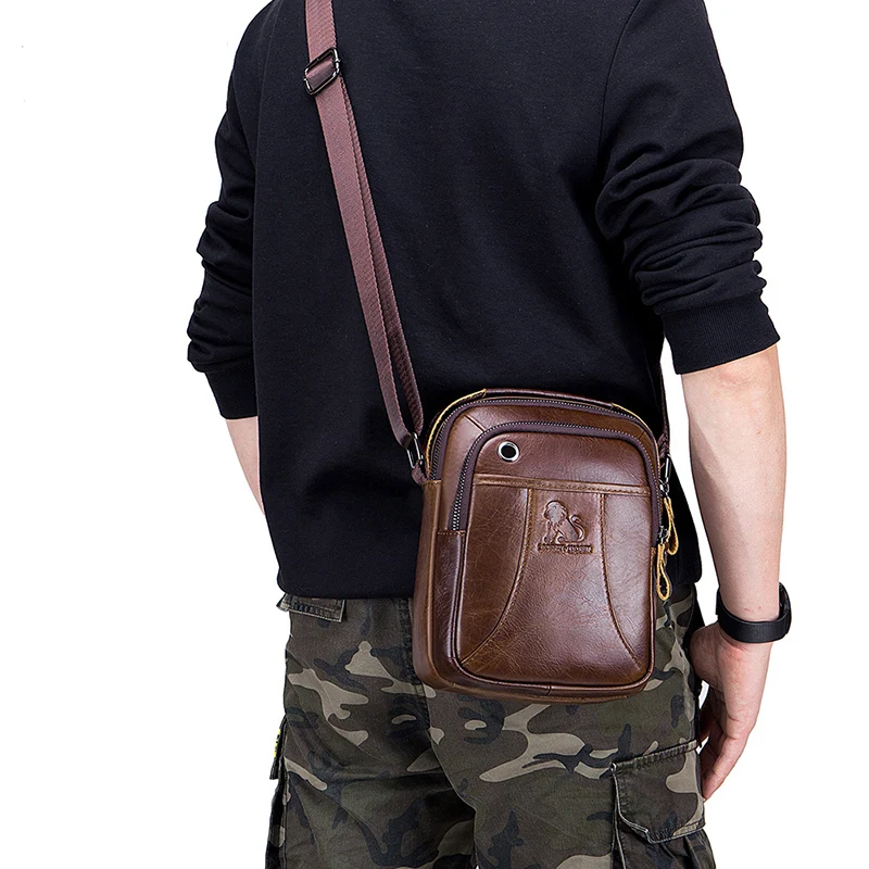 

LAOSHIZI Hot Sale Men Hand bags Genuine Leather Male Luxury Shoulder Casual Bags Handbag Fashion Travel Quality Casual Messenger