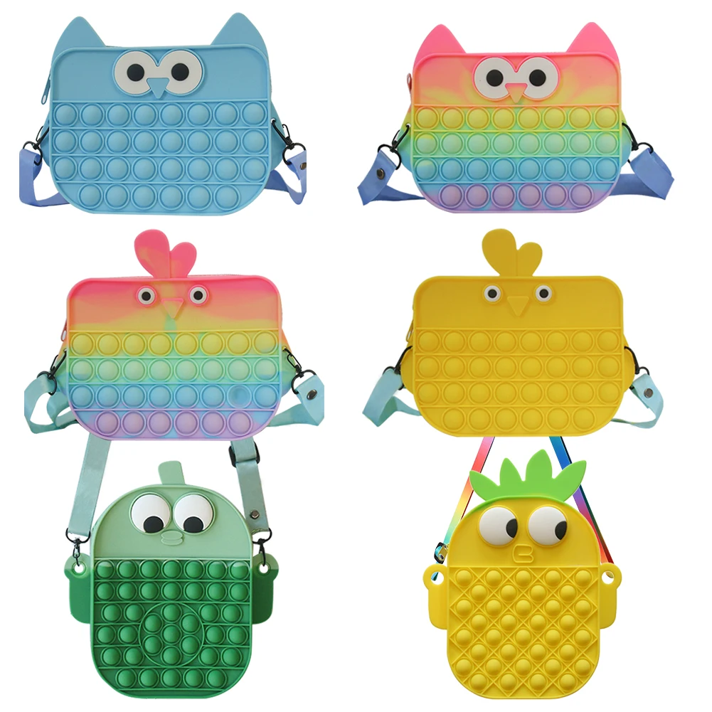 

Cartoon Messenger Bag Push Bubble Toy Fingertip Toy Autism Toy Child Adult Educational Toy Sensory Decompression Handbag