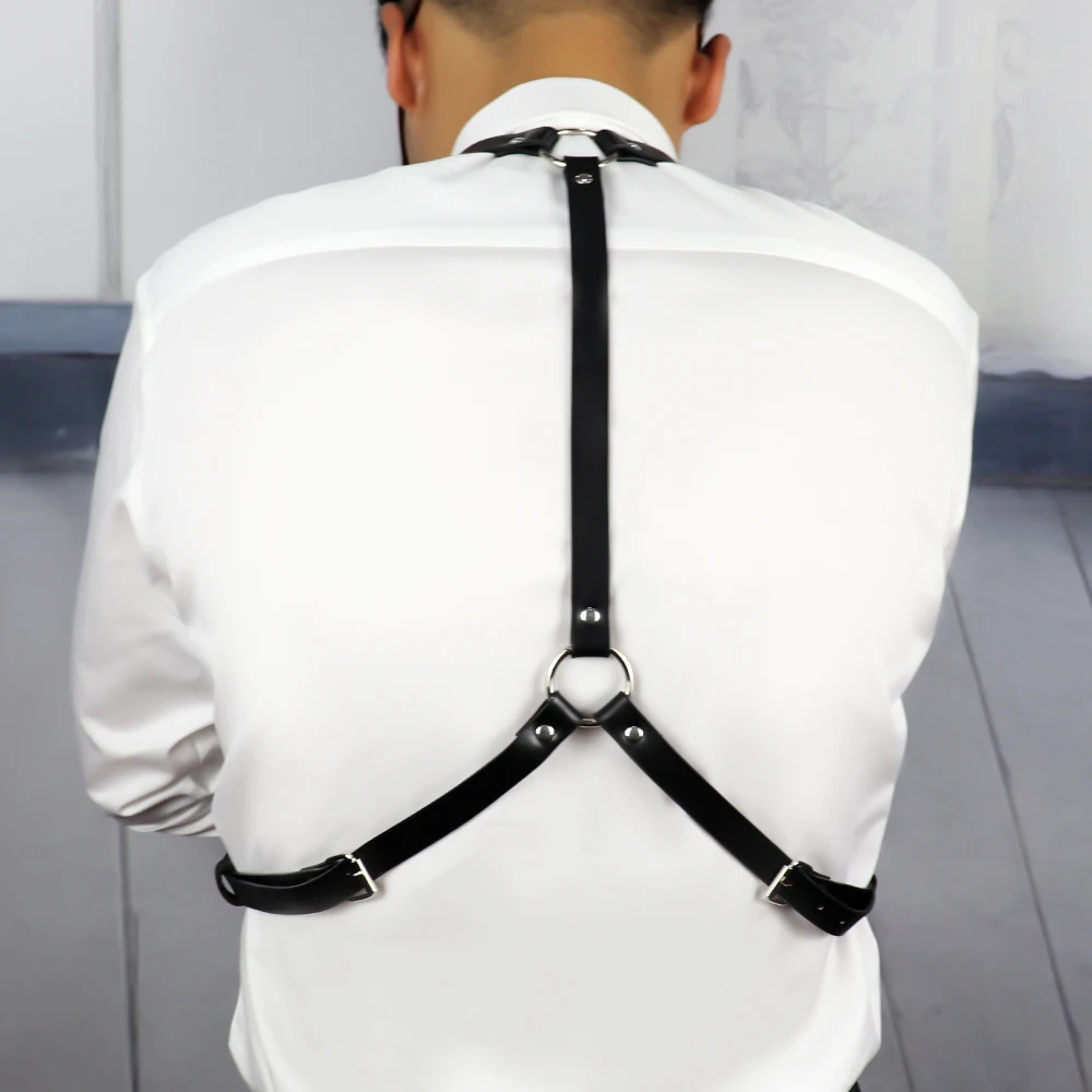 

2021 Pu Lederen Mannen Harnas Riem Curve Overzicht Borstband Body Bondage Gay Taille Garter Accessoires Verstelbare Punk Fetish