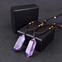 5aamethysts pyramid necklaces women purple facted crystal quartzs energy stone healing necklace gem meditation jewelry bijoux