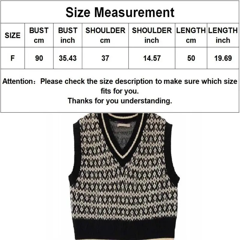 

BASTOPE 2021 Women Houndstooth Loose Knitted Vest Sweater V-neck Sleeveless Female Waistcoat Tops Female Waistcoat Chic Tops