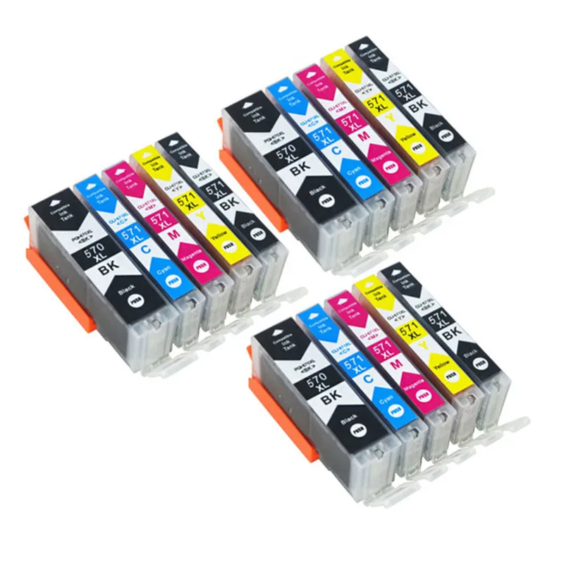 15x черный цвет струйных картриджей PGI 570 CLI571 совместимый для Canon Pixma MG7752 MG7753 MG6853 MG7750