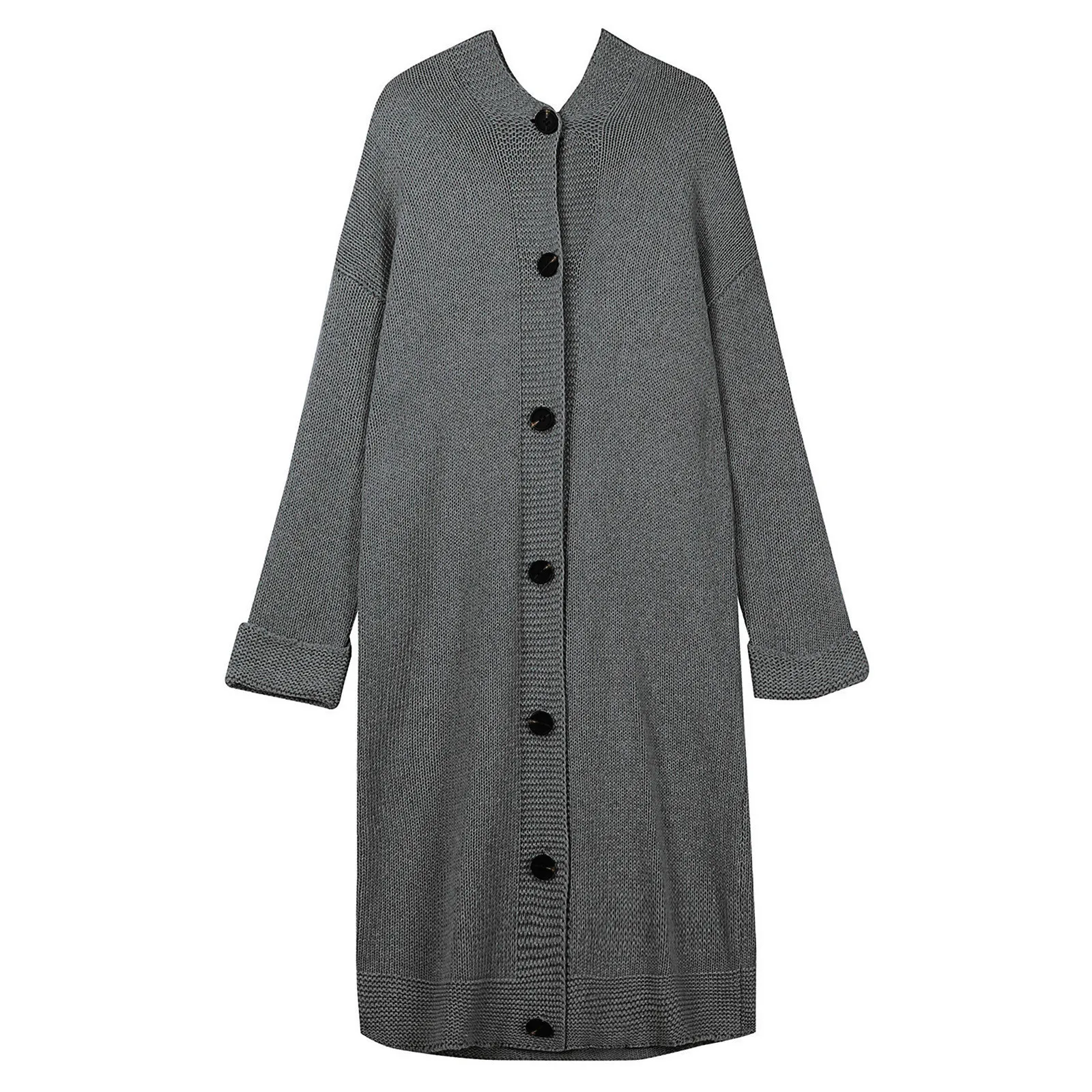 

Women Hooded Long Cardigan Sweater Solid Buttoned Long Sleeve Kintted Cardigan Coat Autumn Casual Loose Female Clothes#fs