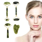 Роликовый массажер для массаж скребком гуаша лица с двойной головкой, нефритовый массажер для лица, инструменты для подтяжки тонкого шеи и всего тела