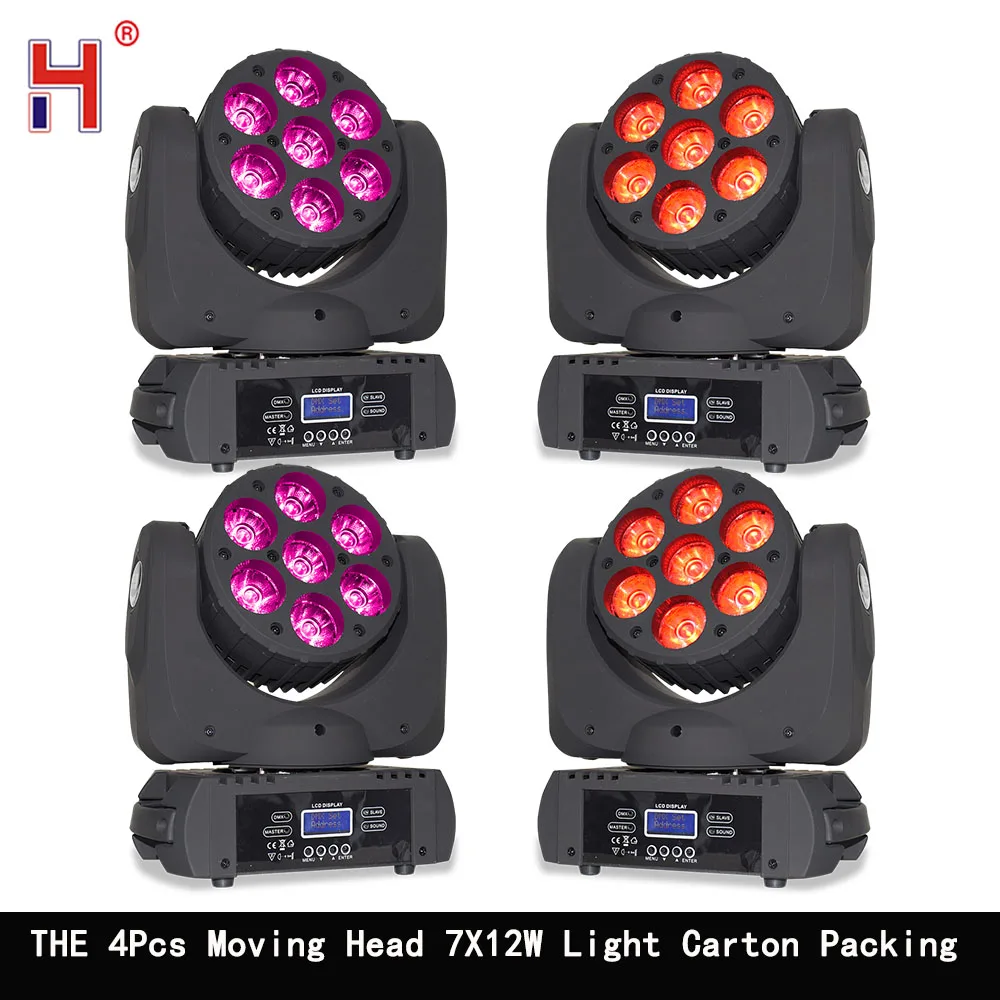 

Lyre Beam Moving Head Dmx Stage Lighting Effect Dj LED Mobile Lamp7X12W RGBW Disco Party Lights
