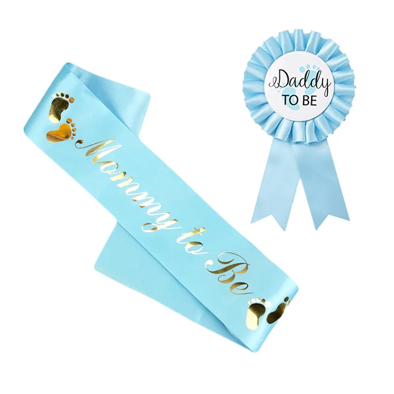 

Baby Shower Decoration Mommy To Be Dad To Be Blue/pink Badge Shoulder Strap Baby Gender Reveal Gift First Birthday Favor DIY