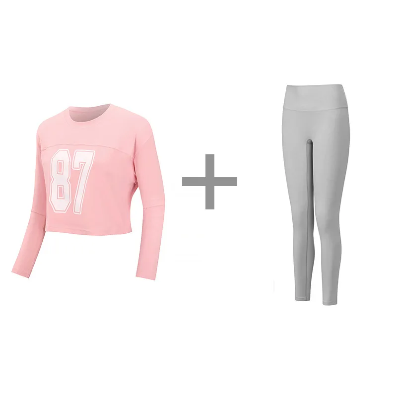 

2020 Autumn and Winter New Long-Sleeved Sports Brand Yoga Two-Piece Net Red Nylon Stretch Yoga Suit