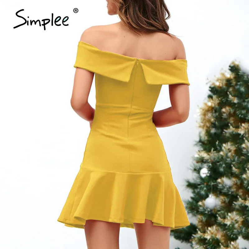 Женские трапециевидные платья Simplee с открытыми плечами однотонное облегающее