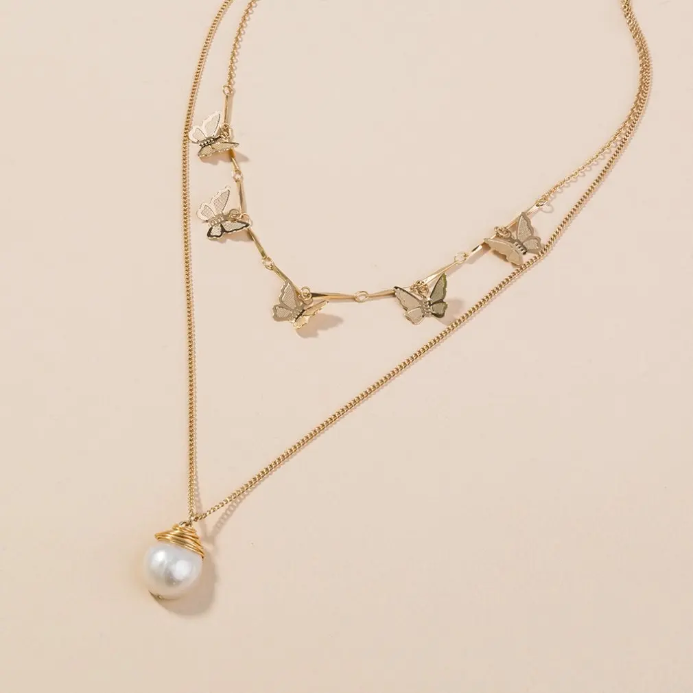 

Natural Stone Pearl Pendant Gold Necklace Women New Personality Choker Temperament Clavicle Chain Jewelry Neck Chain