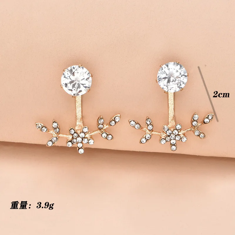 

2021 New Fashion Gold Set Crystal Zircon Flower And Leaf Earrings Women's Simple Fashion Wedding Jewelry Accessories