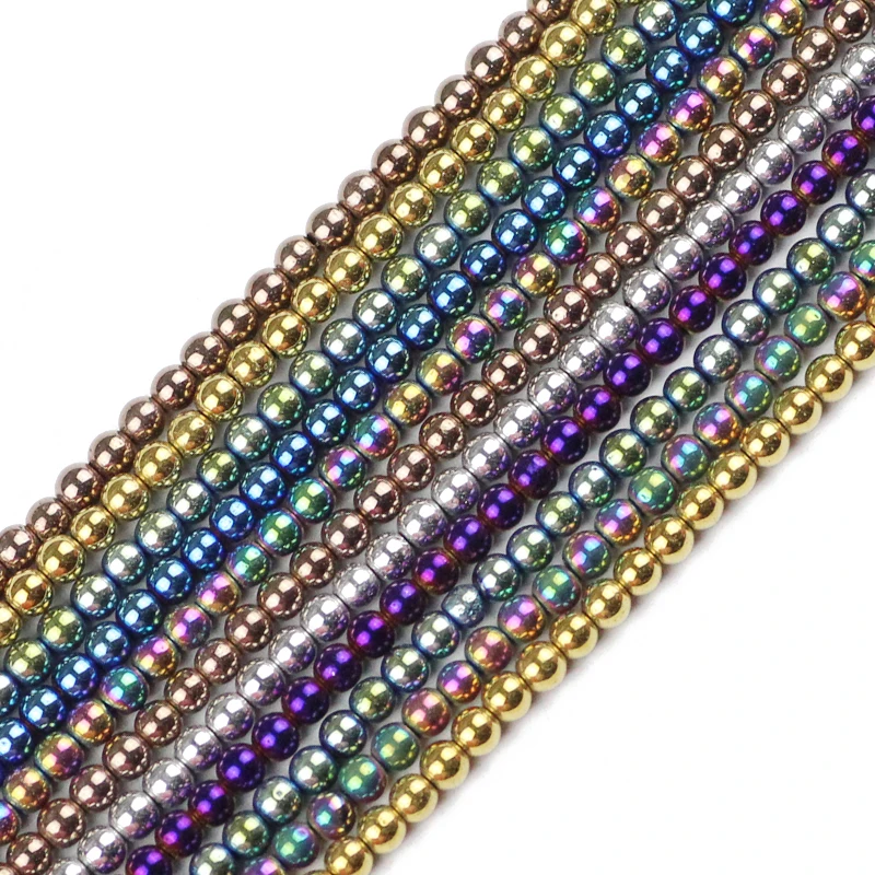 

JHNBY Round Black Hematite 3mm 200pcs Natural Stone Ore Plating Color Loose Beads Ball Jewelry Bracelet Making DIY Accessories