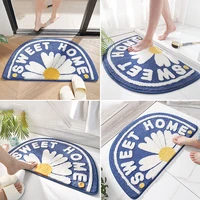 custom nordic daisy bathroom doormat super absorbent floor mats soft fiber carpet flocking bath home decoration non slip pads