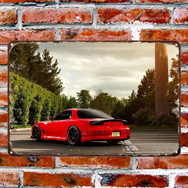 

Sport Car Metal Office Decor Personalized Painting Coffee Bar Decor Retro Tin Sign