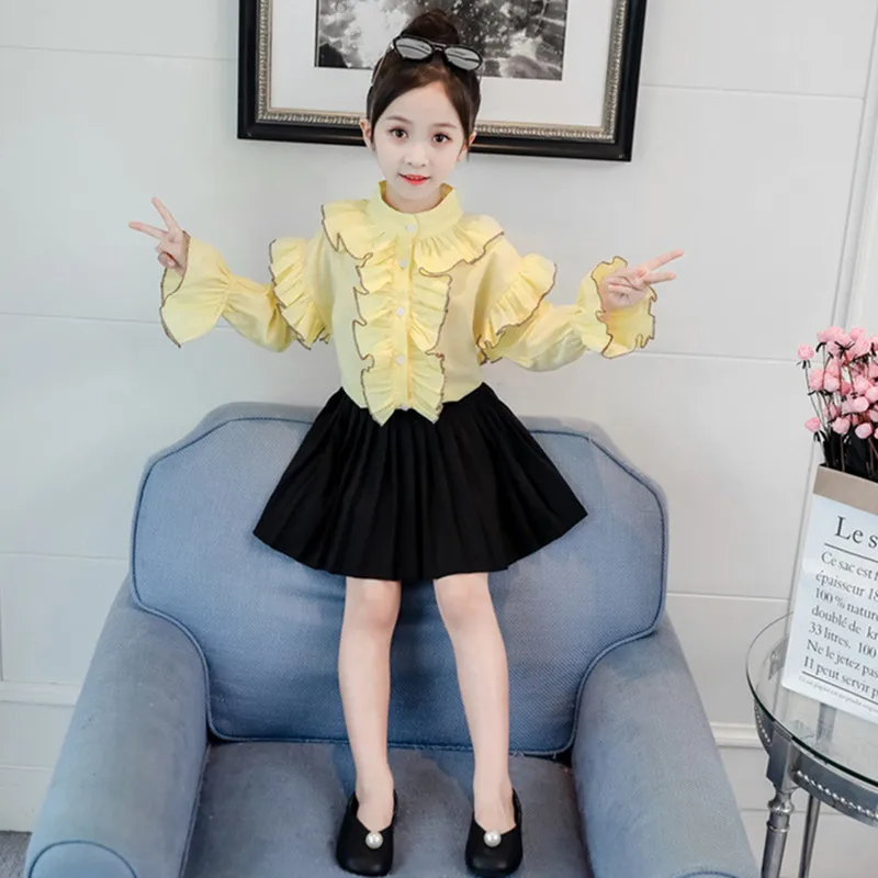 DFXD/Одежда для больших девочек Корейский Осенний комплект однотонные рубашки с