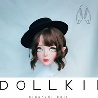 dollkii c top quality handmade female girl resin half head cosplay japanese role play bjd kigurumi mask crossdresser doll mask