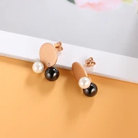 earrings 2021 trend classic fashion black white pear lear studs gift jewellery