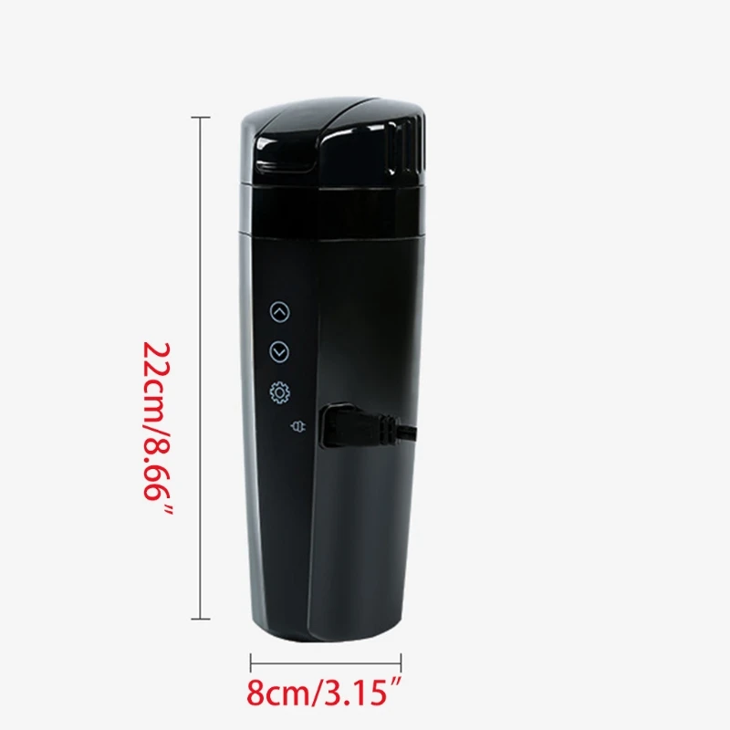 

400ML Car Heating Cup Real-time Temperature 12V Heated Water Bottle Kettle Stainless Steel Travel Electric Coffee Mug with Cable