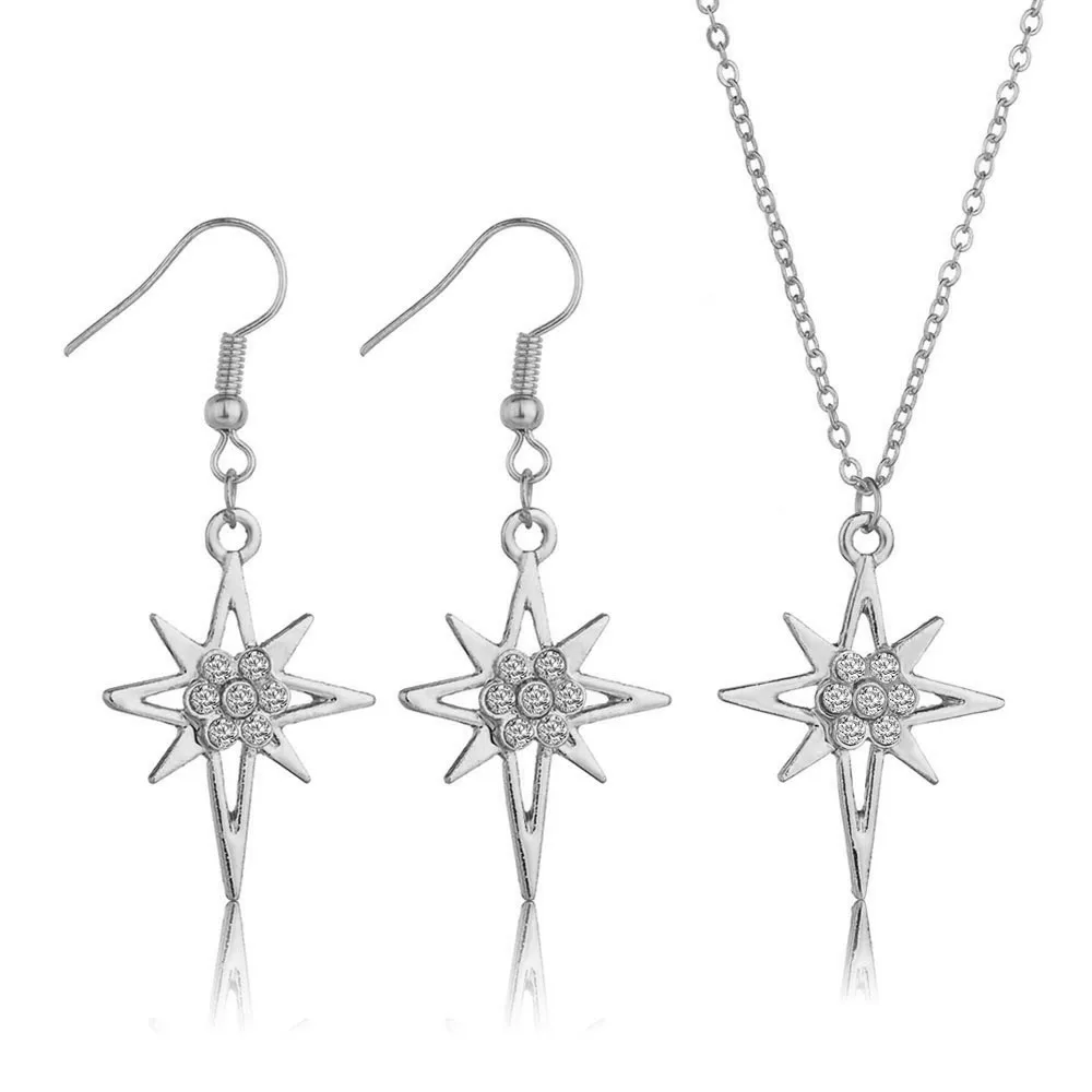 Уникальный дизайн золотой цвет женские модные серьги и ожерелье наборы красивая