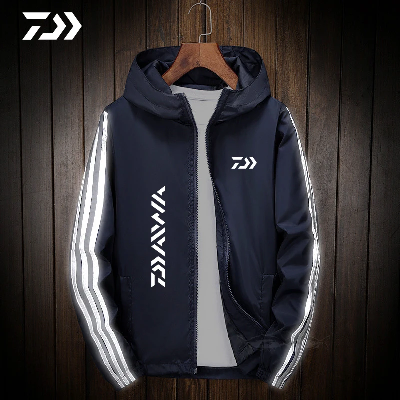 Светоотражающая полосатая куртка Daiwa для рыбалки Мужская быстросохнущая тонкая