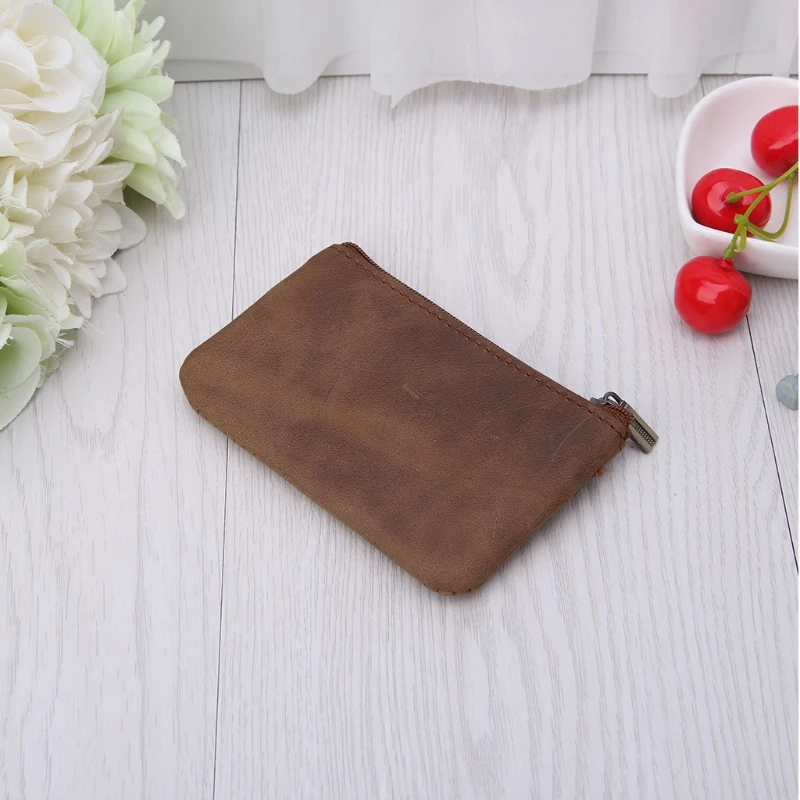 

Cowhide Slim Coin Purse Women Coin Purse Men Zipper Around Wallet Card Holder