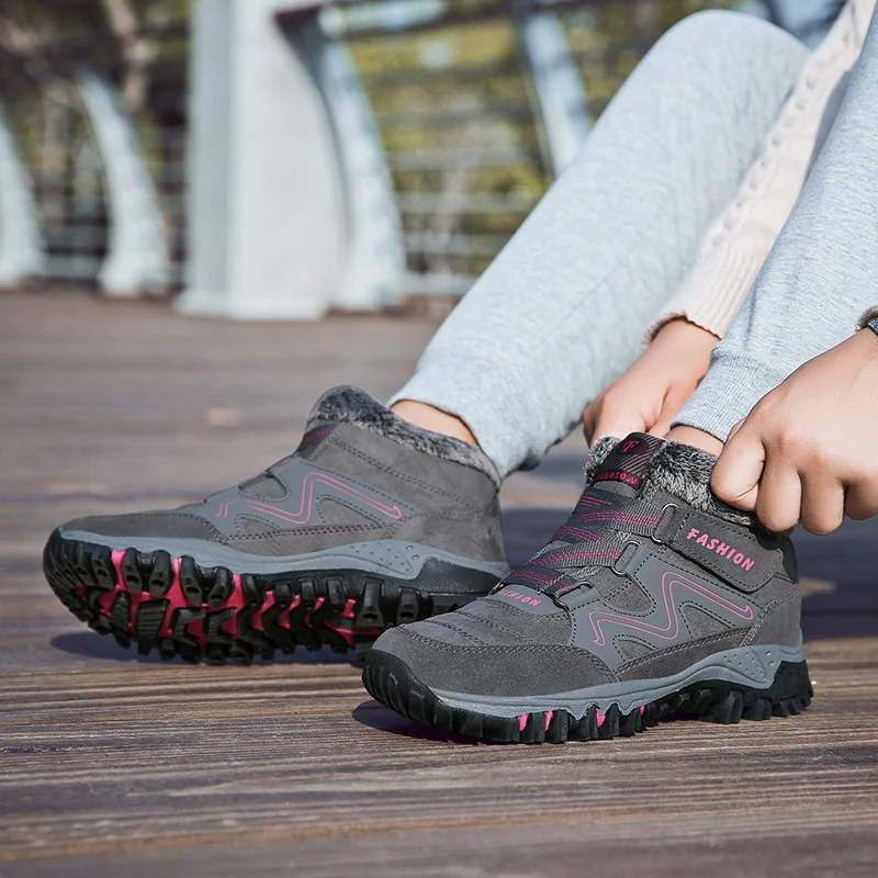 Зимние ботильоны для пар уличные противоскользящие теплые зимние ботинки модная