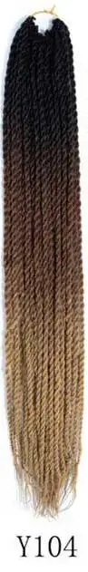 Qphair Ombre Сенегальские вьющиеся волосы крючком косы 24 дюйма 30 корней/упаковка синтетические плетеные волосы для женщин черные кроличьи волосы - Цвет: y104