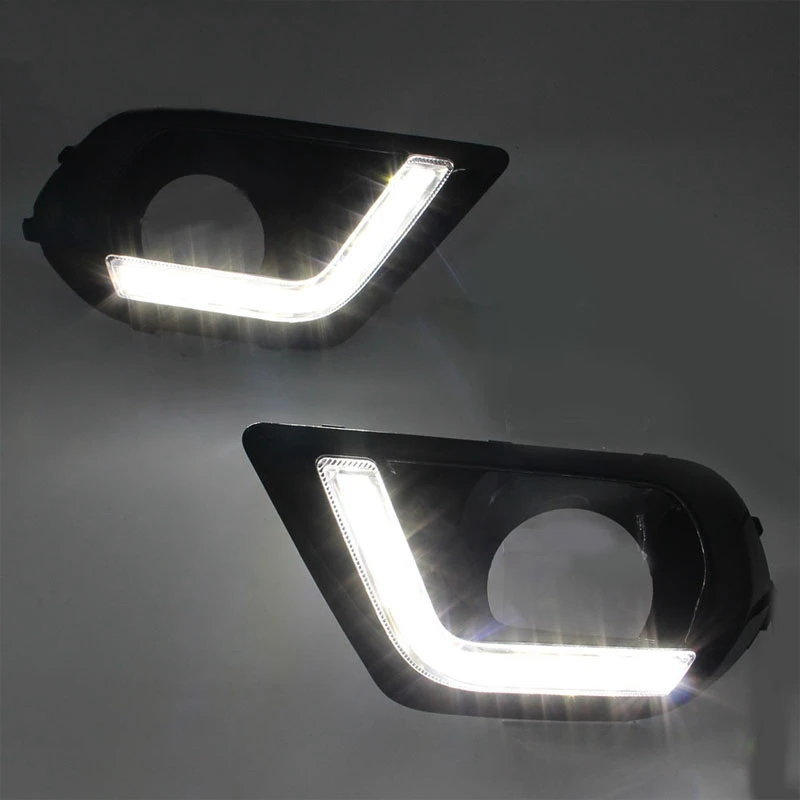 

Car Front Bumper LED DRL Daytime Running Light Fog Light Lamp Fog Light Frame for Subaru Forester 2014-2016 Arc Style