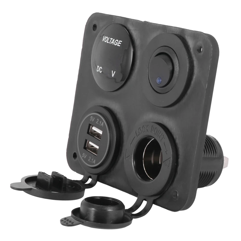 

4 Функция Панель Dual USB Зарядное устройство зеленый светодиодный вольт 12В Мощность розетка переключатель ВКЛ-ВЫКЛ