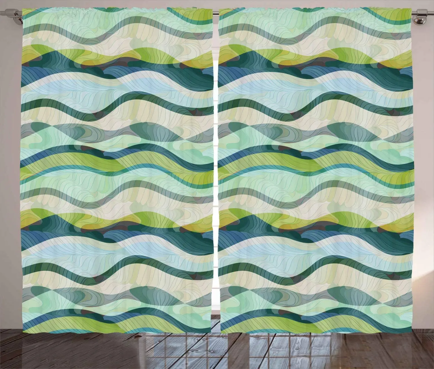 Занавеска для окна с изображением океана волнистые формы абстрактный дизайн