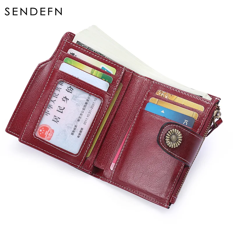 SENDEFN женский короткий кошелек из натуральной кожи маленький на молнии для монет
