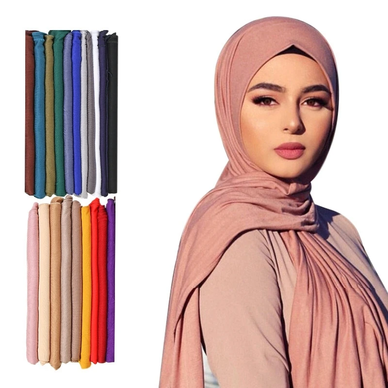 

Fashion Modal Cotton Jersey Hijab Scarf Long Muslim Shawl Plain Soft Turban Tie Head Wraps For Women Africa Headband 170x80cm