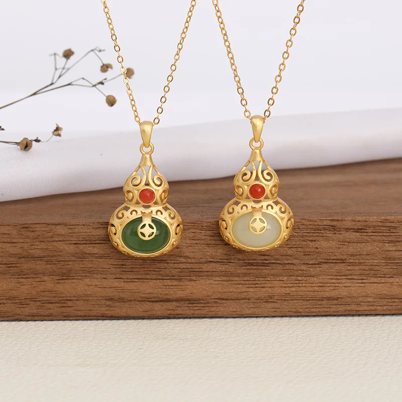 Натуральное кольцо с нефритом Hotan инкрустированное кулоном тыква аксессуары