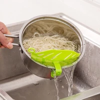 kitchen tool snap on leaf shape drain board retaining rice vegetable noodle plastic filter block rice cleaning strainer gadgets