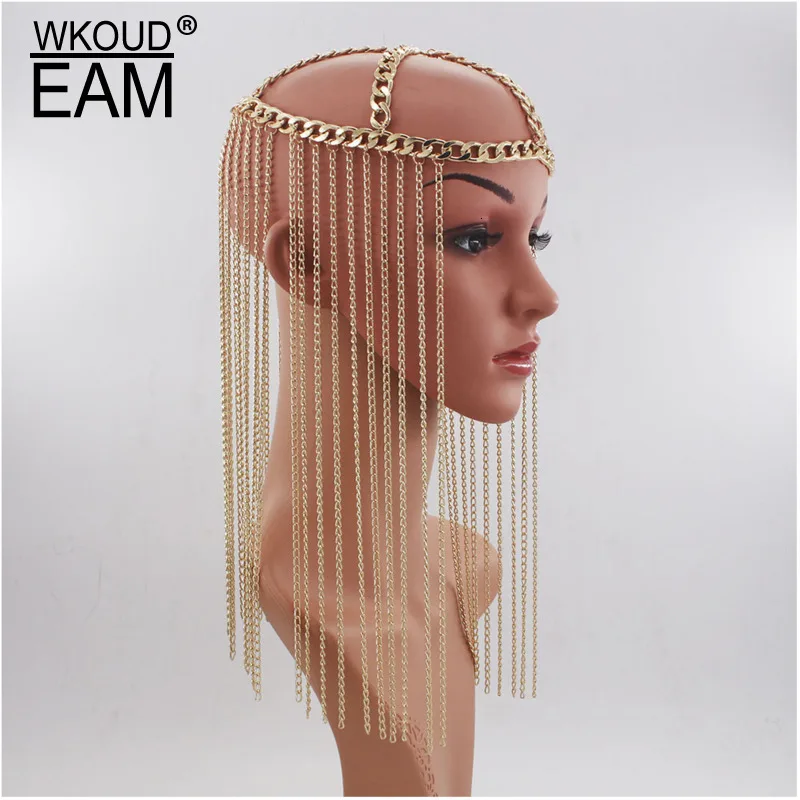 WKOUD EAM Женская длинная металлическая цепочка с кисточками темпераментная маска