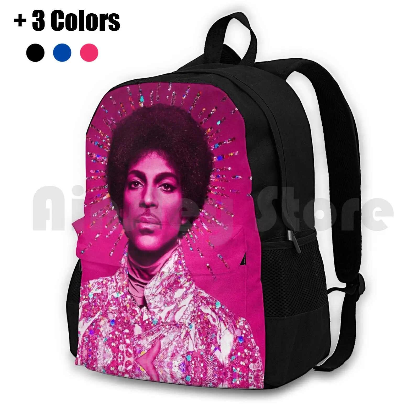 

Prince Outdoor Hiking Backpack Riding Climbing Sports Bag Prince Glitter Afro Kiss Red Corvette Sign Times Music Portrait