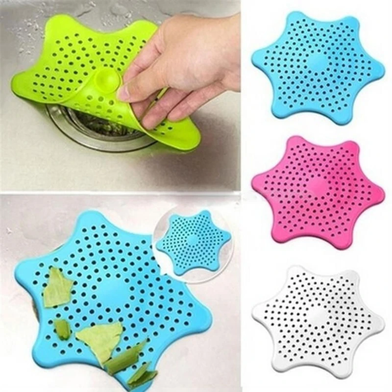 

Kitchen Silicone Sink Strainer Five-pointed Star Sink Filter Bathroom Sucker Floor Drains Anti-clogging Shower Hair Sewer Filter