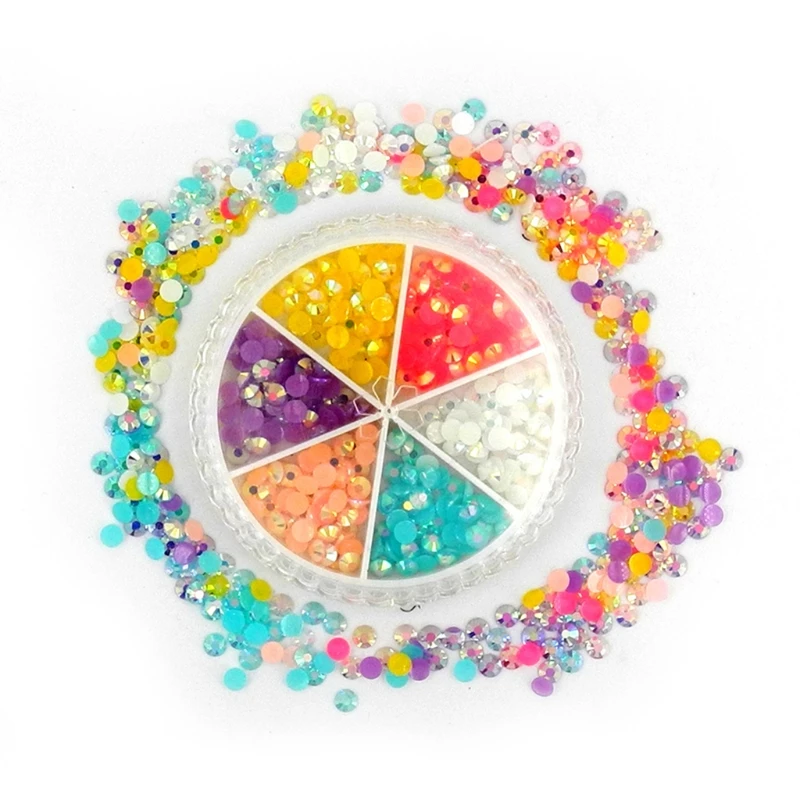 

6 Grids Flatback Nail Art Decorations Multi Color Nails Ornaments Manicure Decor DIY Crafts Accessories for Salon Home Use