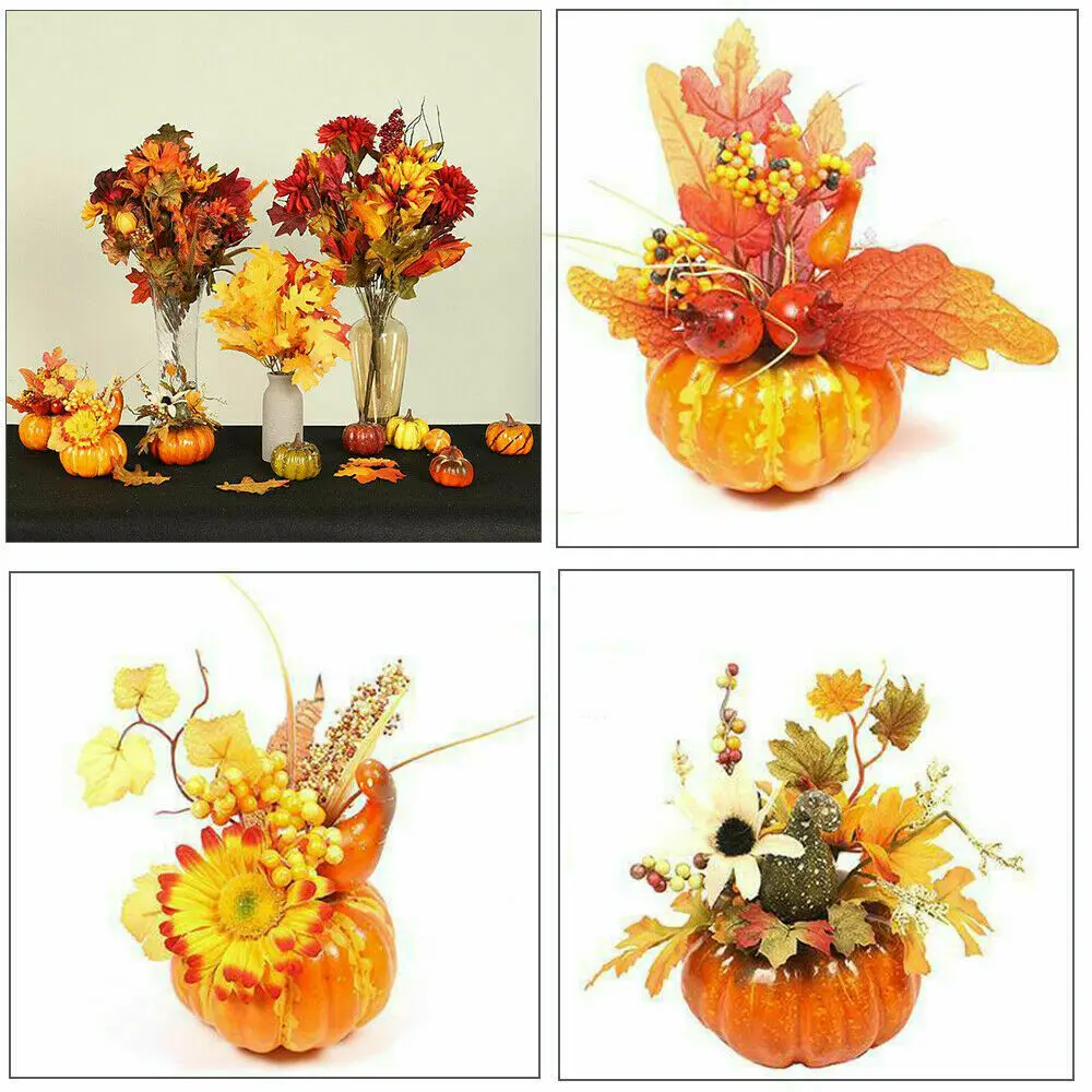 

1pc Halloween Pumpkin Autumn Maple Decor Thanksgiving Halloween Party Ornaments Cute Decoration Crafts Figurines Statue