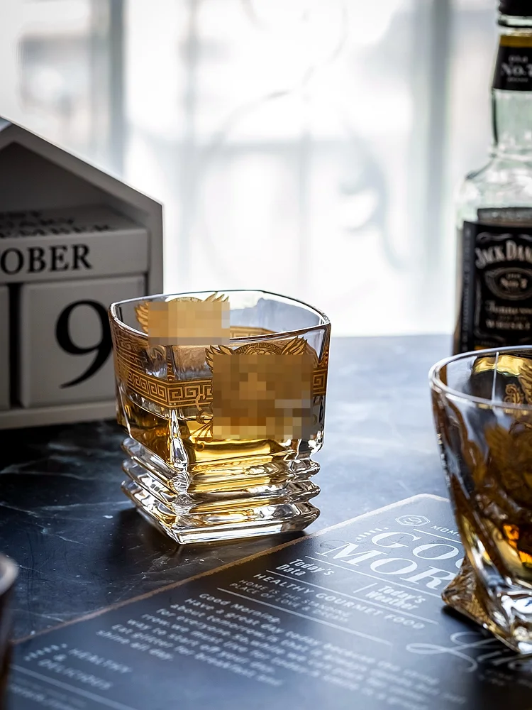 

Gold-painted glass lead-free crystal glass whisky glass foreign wine glass domestic water glass beer glass