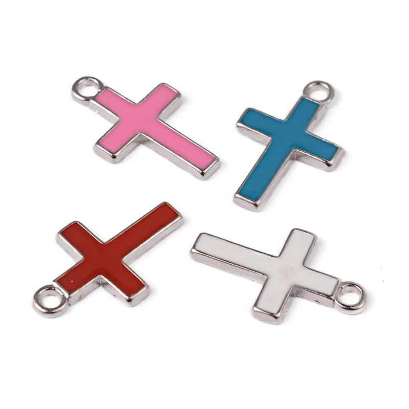 

Colorful Oil Necklace Alloy Cross Pendant DIY Cross Eardrops Necklace Pendant Accessories diy crafts chains jewelry making