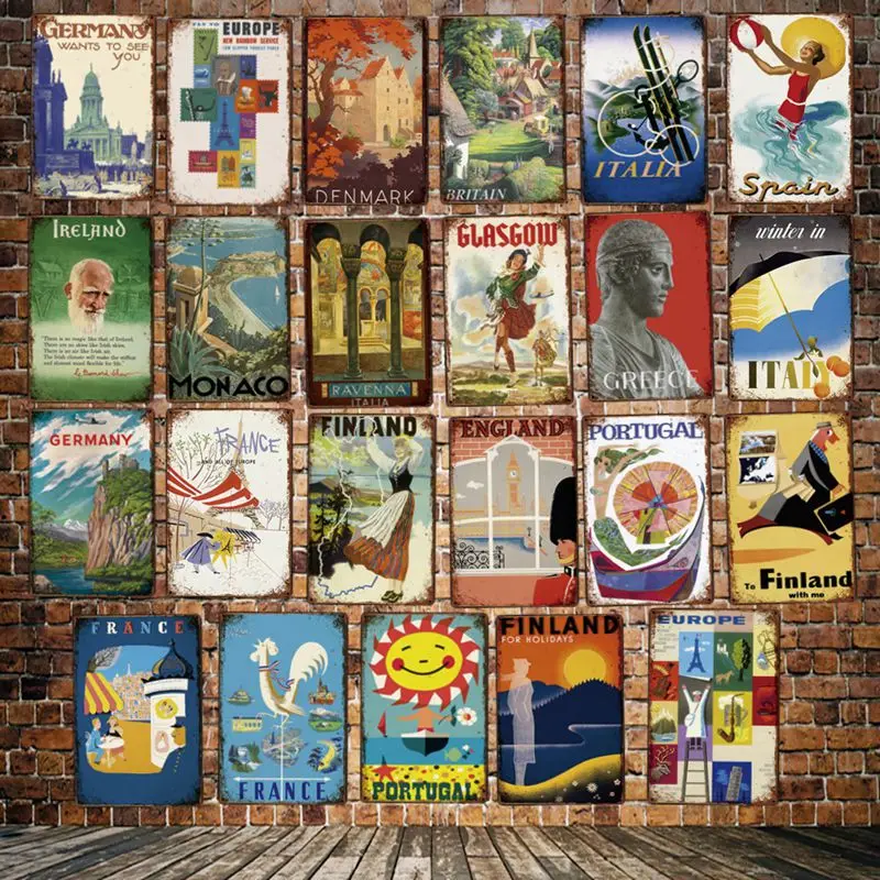 [Mike86] Франция Греция Испания монаго Европа жестяная вывеска винтажный музейный