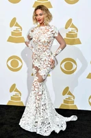 long sleeve lace celebrity dresses mermaid white robe de soiree floor length illusion back formal dresses for women