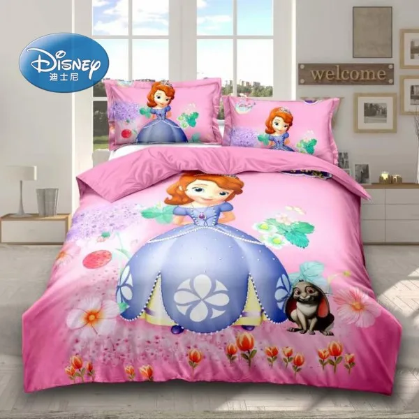 

Home Fabric Disney Cartoon Princess Frozen Elsana Pattern Girl Bedroom Decor Soft Duvet Quilt Cover Pillow Cover Bedding Set