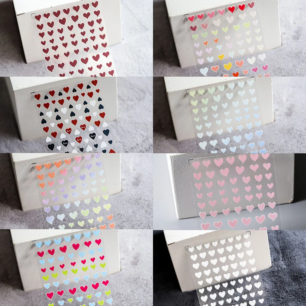 

2021 New Multicolor 3d Nail Sticker Love Heart Pattern Fashion Adhesive Red White Design Nail Art Tips Manicure Accessories