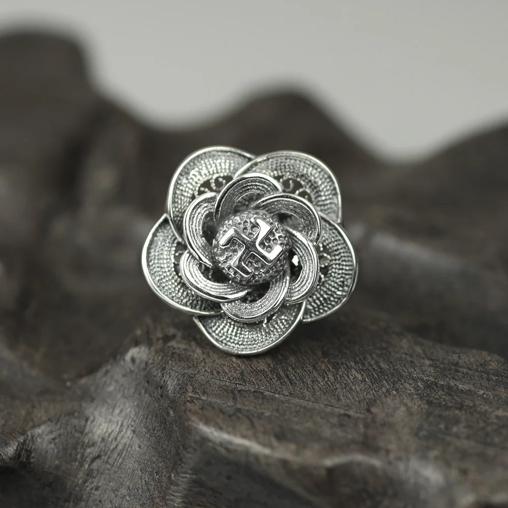 Оригинальный дизайн 925 пробы серебряные кольца для женщин буддизм Signet