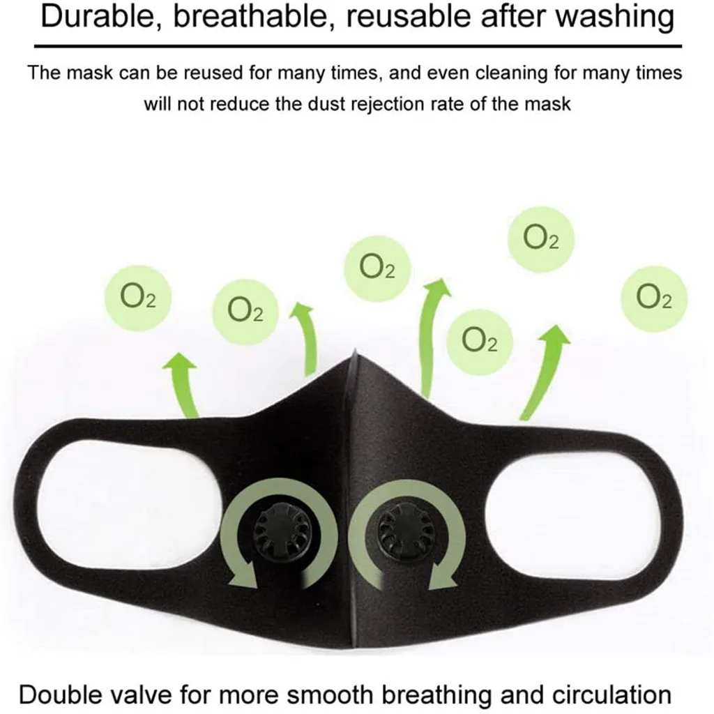 

2pc Mask+20pc Pad Protect Facemask Air Purifying Mouth Face Mask Muffle Carbon Filter Gasket Dust Haze Fog Respirator Mascarilla