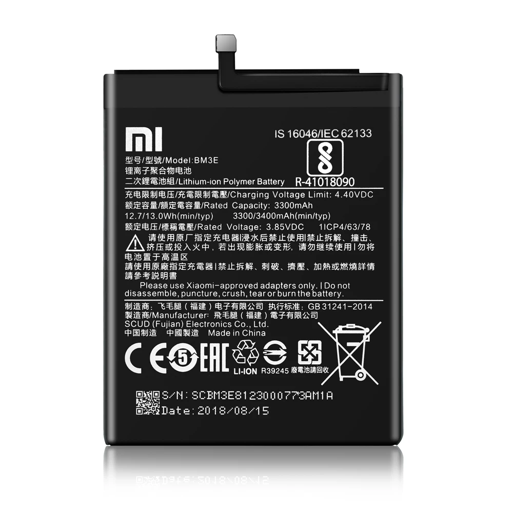 100% Оригинальный аккумулятор BM3E для Xiaomi Mi 8 Mi8 M8 3300/3400 мАч полноразмерная емкость